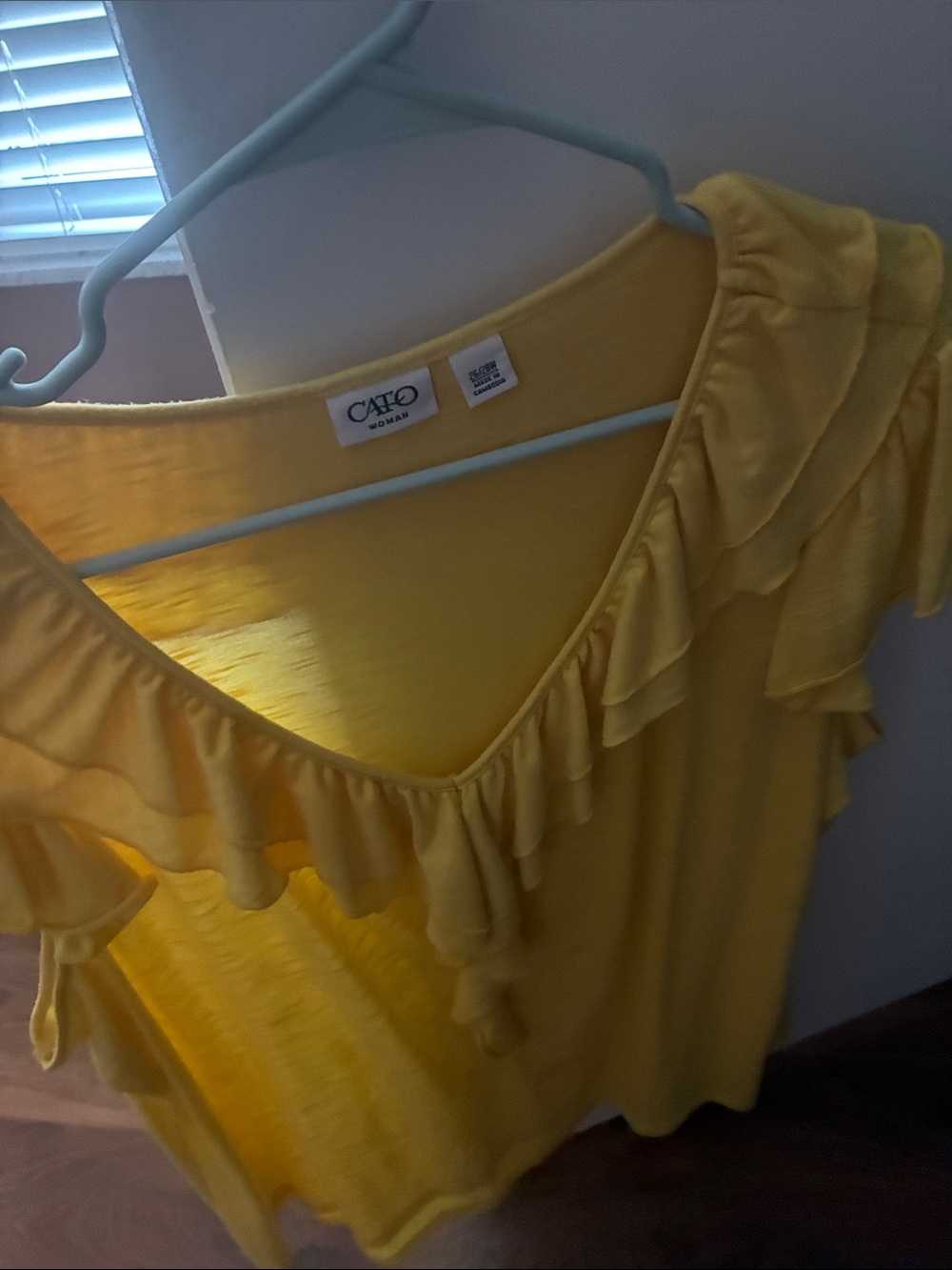 Cato Yellow Ruffle V-Neck Blouse